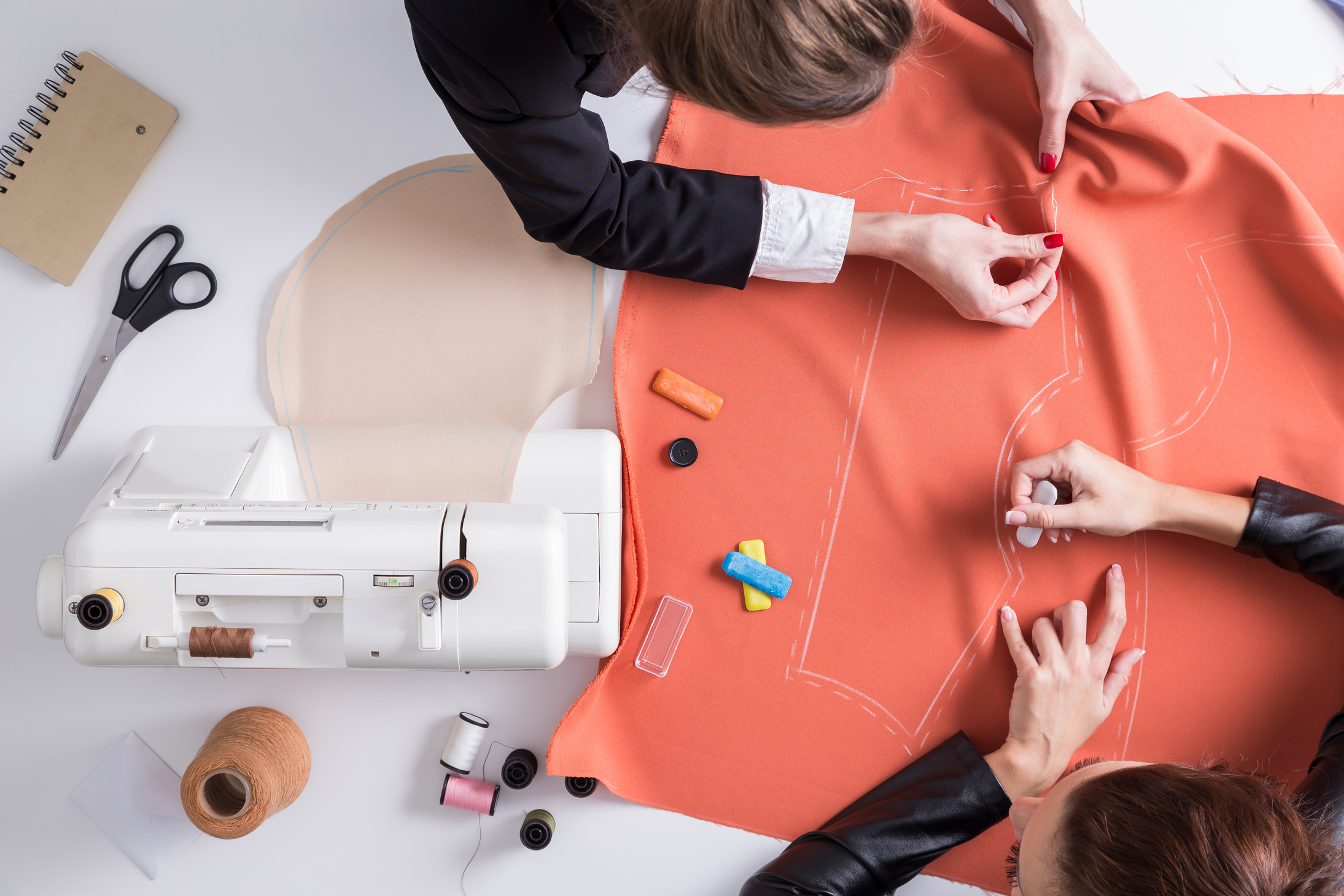 Women sewing together
